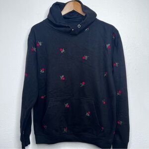 Eighty Eight Black hoodie with Red Rose Embroidery Size M